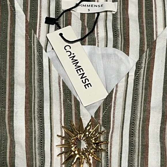 Commense Linen/Cotton Striped Vest & Mid-Waist Striped Wide-Leg Pants Set - Picture 7 of 16